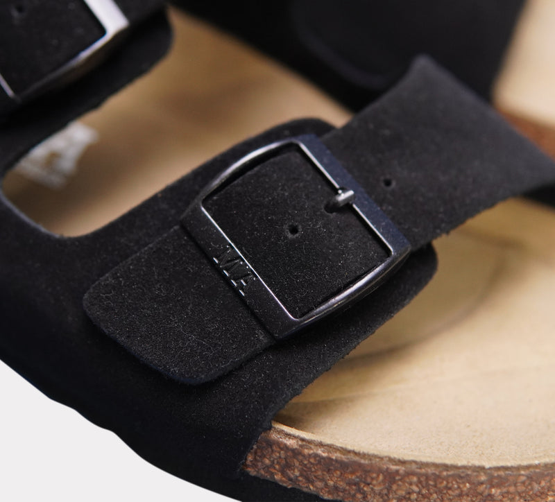 Black Two Strap Cork Sandal